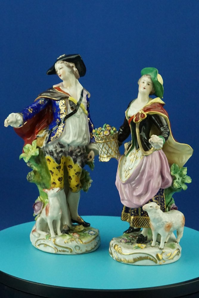 Rococo Style Lady and Dandy Figurines in Porcelain from Chelsea-Derby ...