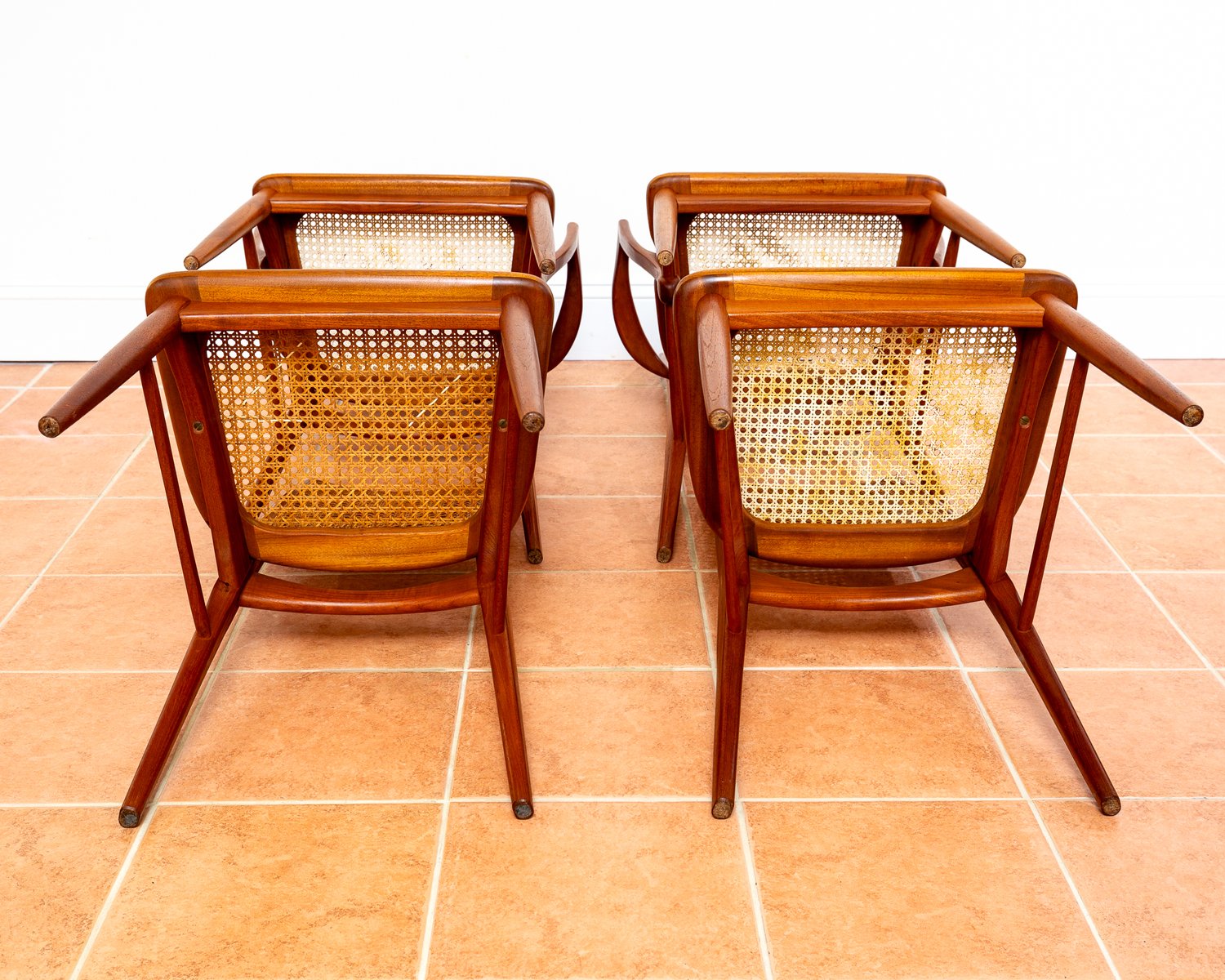 Danish Teak Rattan Cane Chairs by Niels Koefoed for Koefoeds Hornslet ...