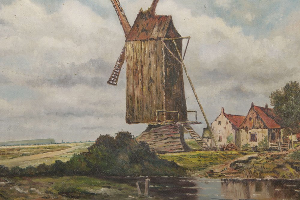 PIY PAINTING Leinwandbilder Set - 3-teilige Landschaftsbilder 30x40cm Windmühle