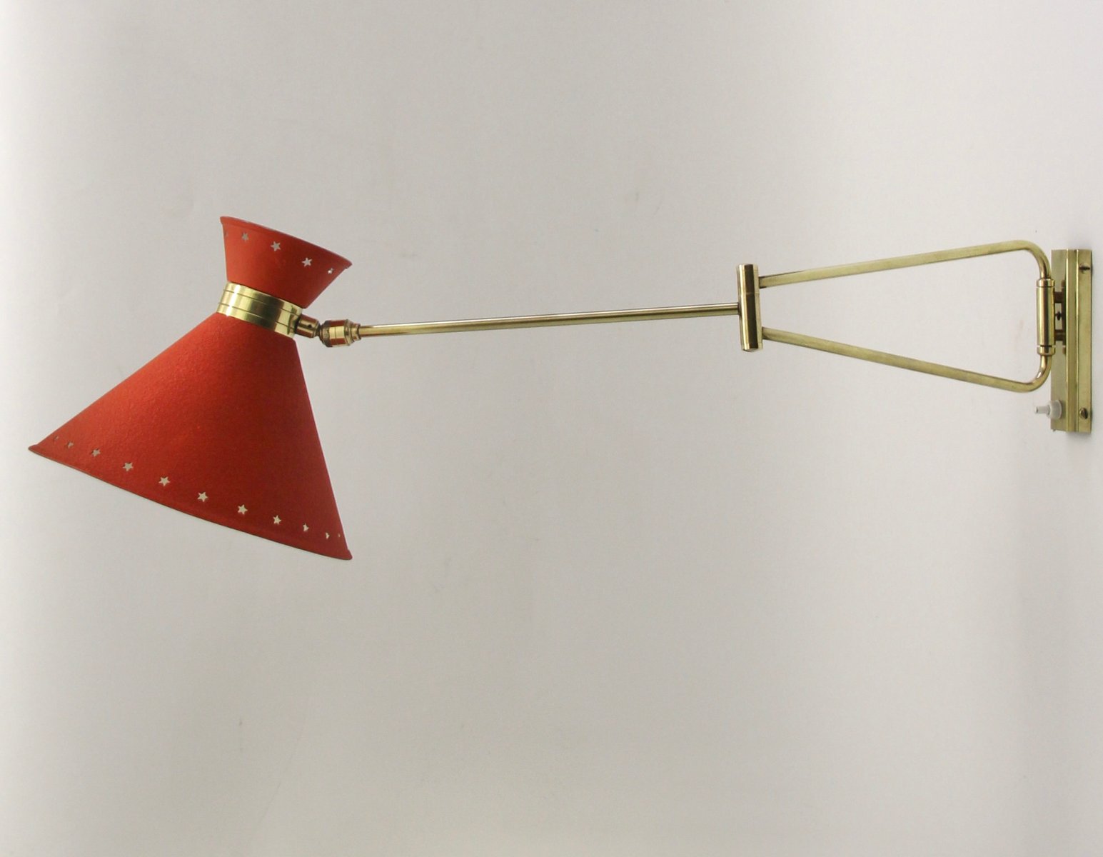 Red Diabolo Articulated Wall Light by Rene Mathieu for Lunel, 1950s for ...