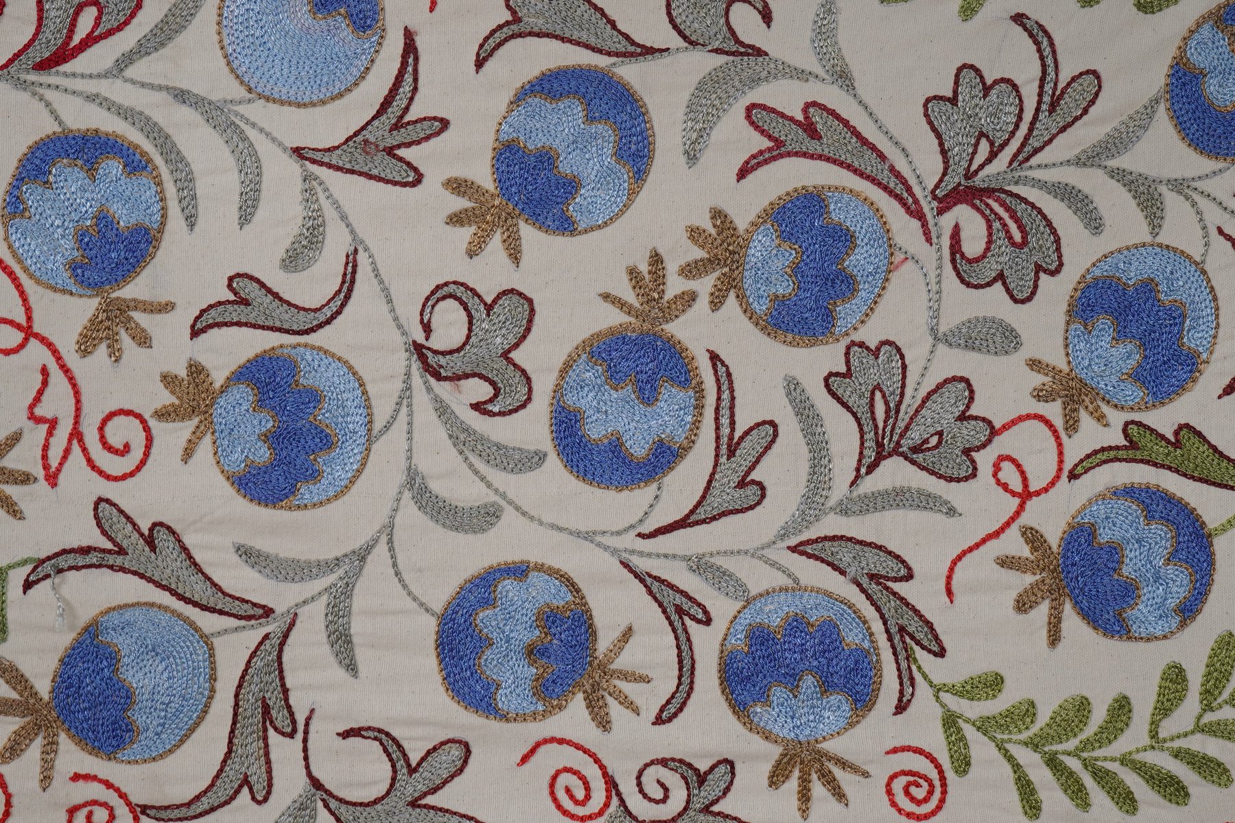 Hand Rummer Traditional Hand Embroidered Cotton Runner with Floral and Rabbit ...