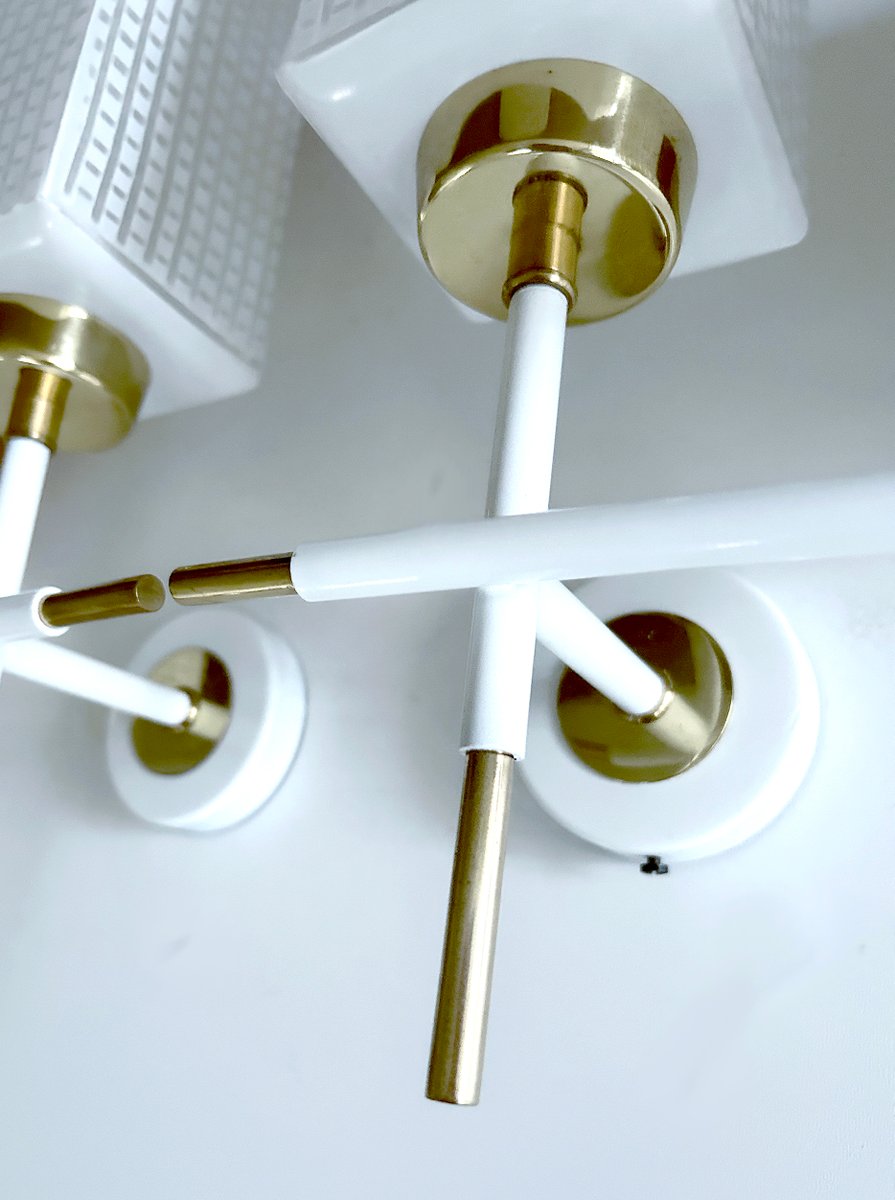 Picture of Vintage Architectonic Glass & Brass Sconces, 1960s, Set of 2 for sale ...