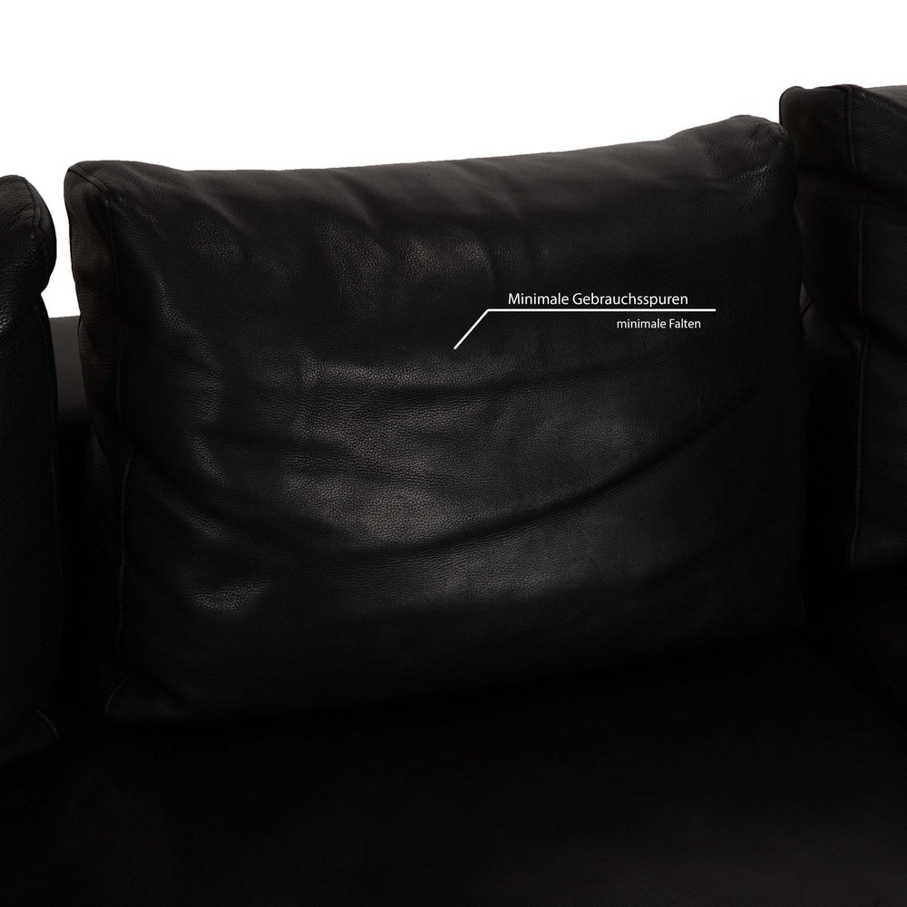 Canapé d'Angle Hamilton en Cuir Noir de Minotti en vente sur Pamono