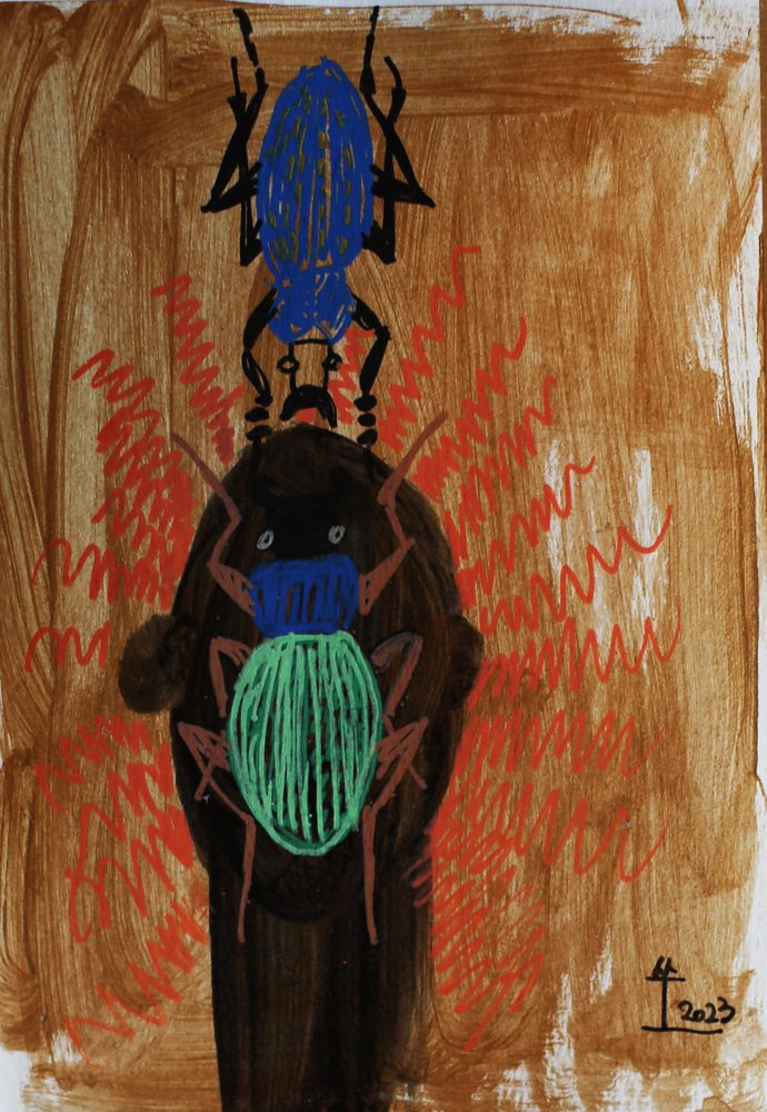 Kim Soo Young, Face of Women with Insects, 2023, Mixed Media on Paper ...