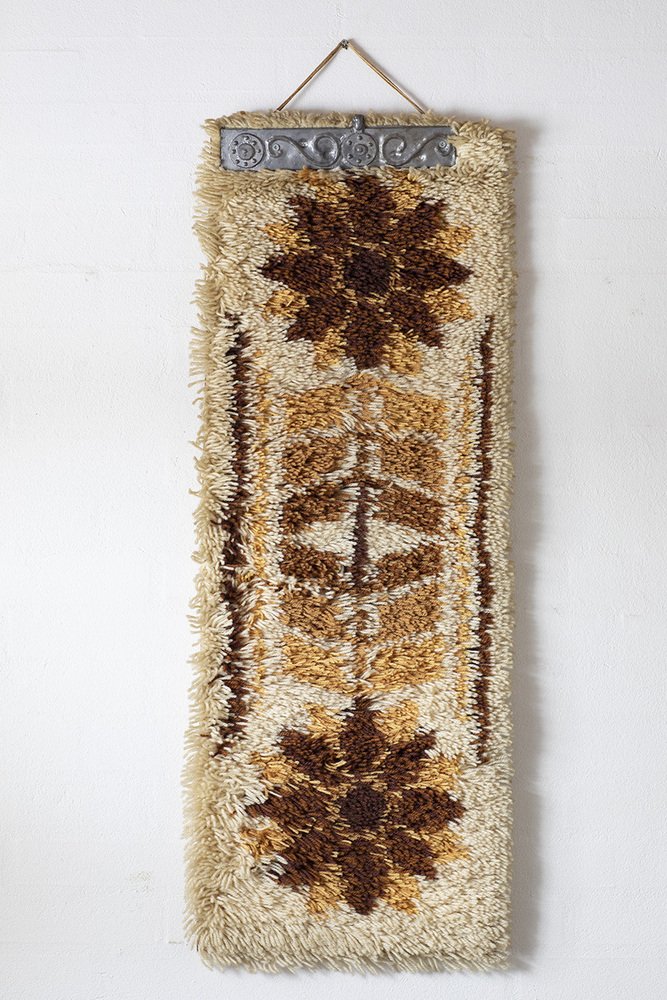 Wall Rug Denmark Vintage Scandinavian Wool Wall Rug with Metal Hanger for sale at Pamono
