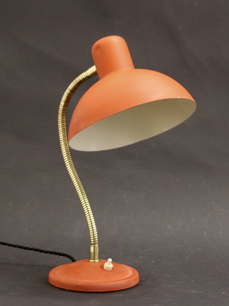 Vintage French Red Cocotte Swan Neck Table Lamp, 1950s for sale at Pamono