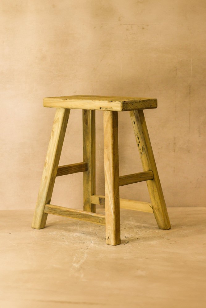Vintage Rustic Elm Stool for sale at Pamono