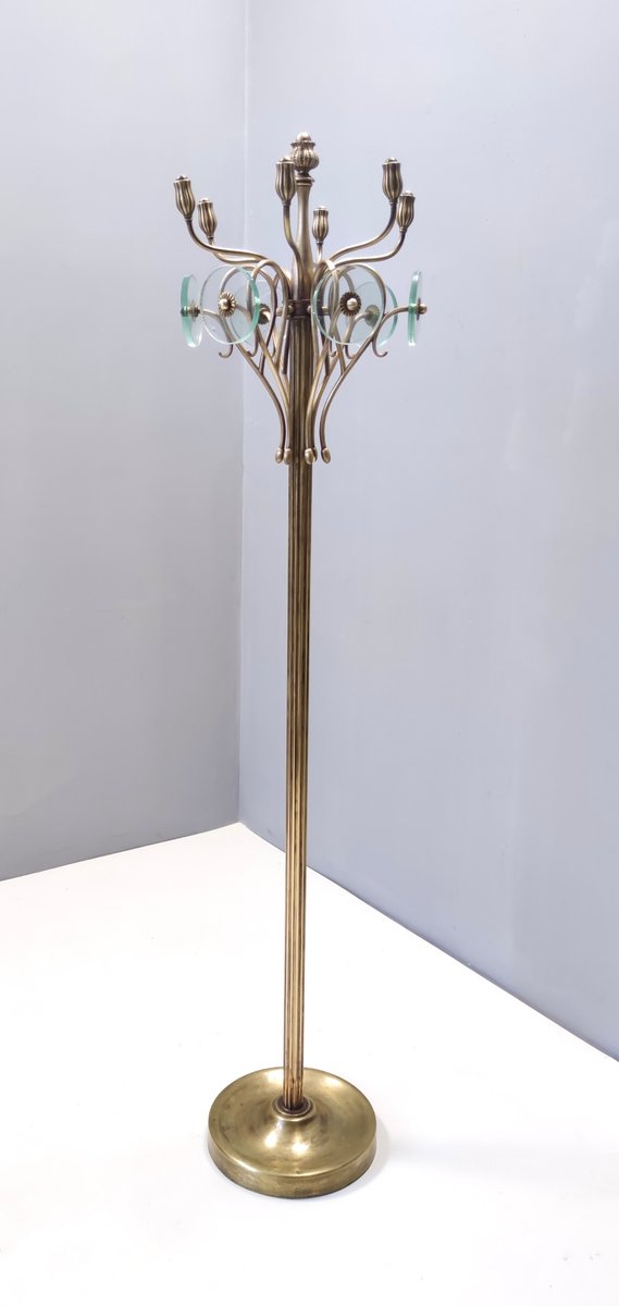 Vintage Revolving Brass and Glass Coat Rack attributed to Fontana Arte ...