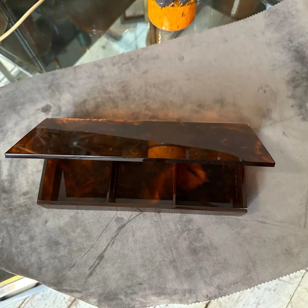 Mid-Century Modern Italian Faux Tortoiseshell Acrylic Glass Jewelry Box ...