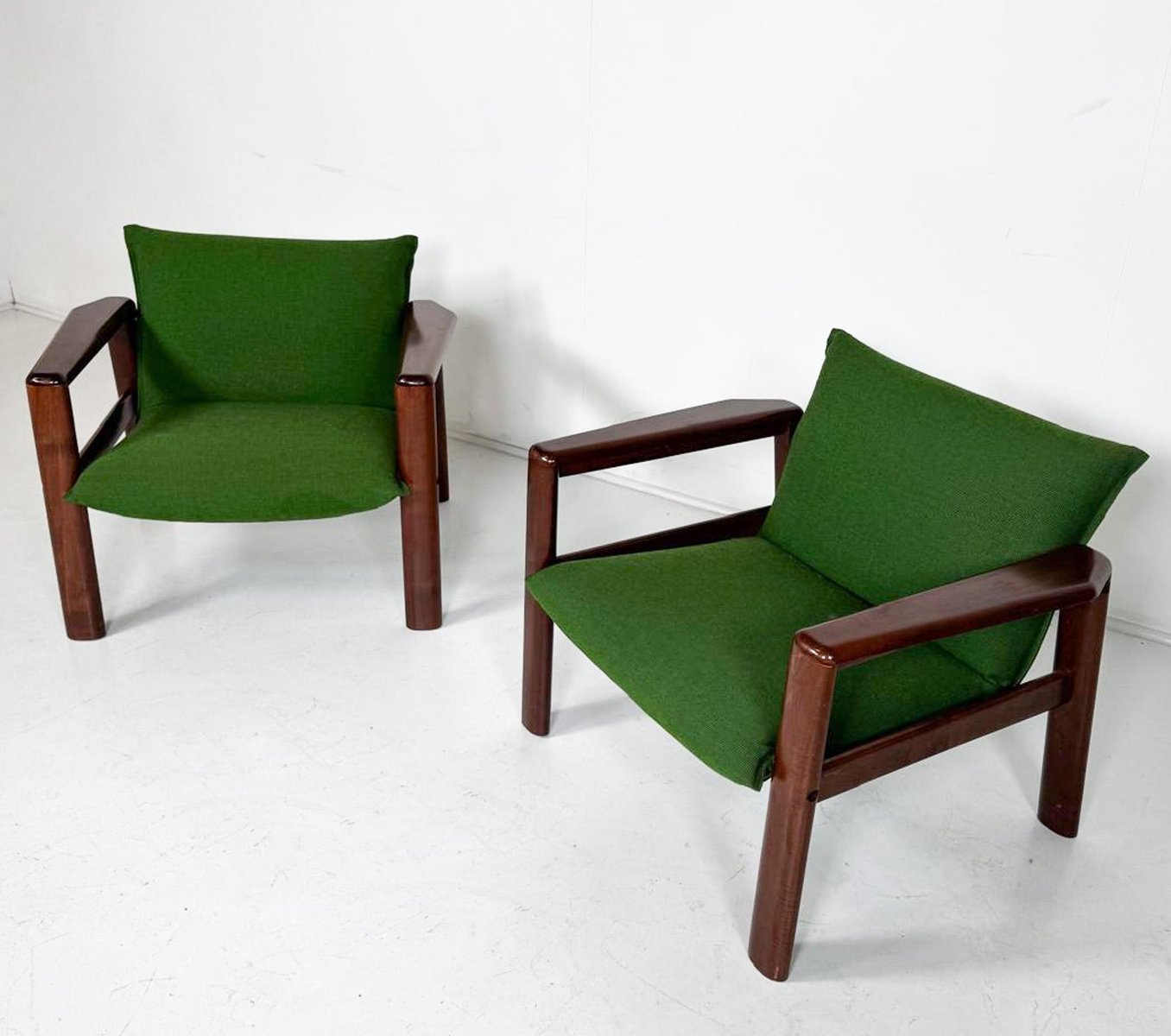 Restoring Mid Century Modern Armchairs Reference: Set Of Mid Century Modern Armchairs In Green Fabric And