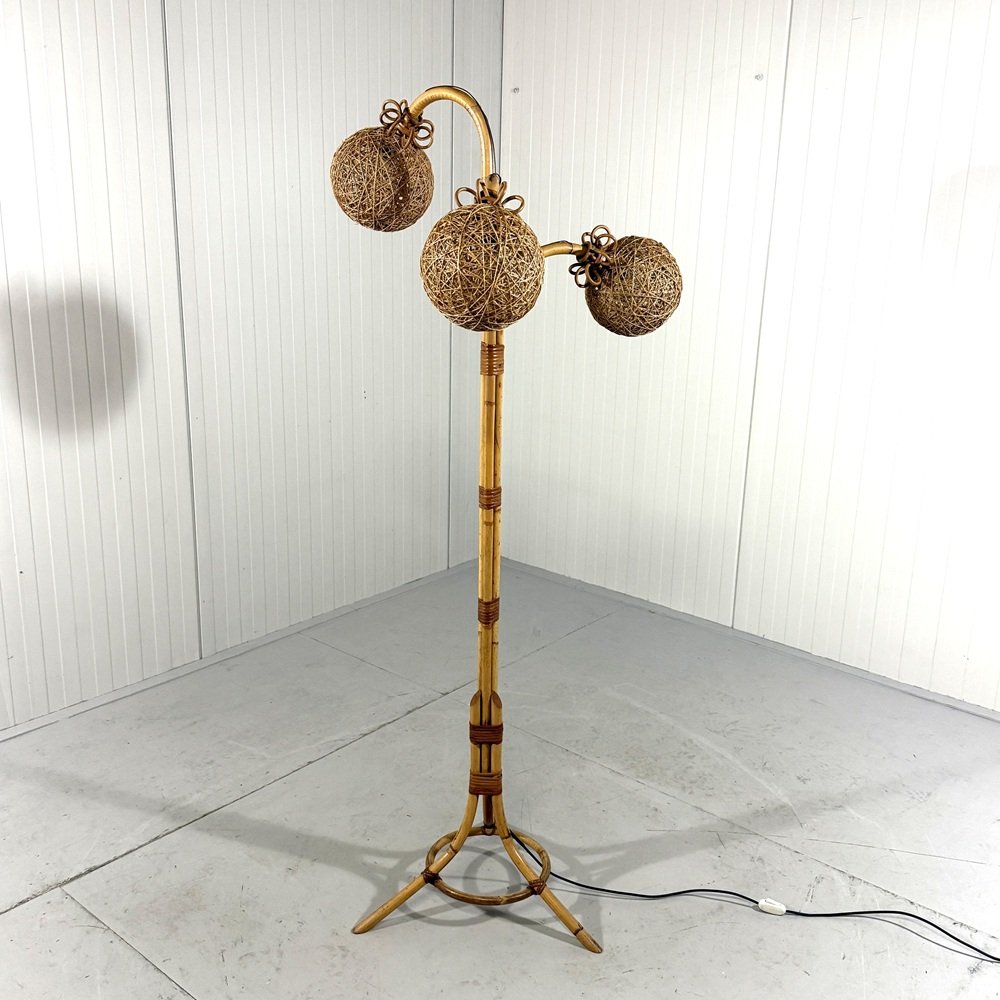 Rattan Floor Lamp, 1950s for sale at Pamono