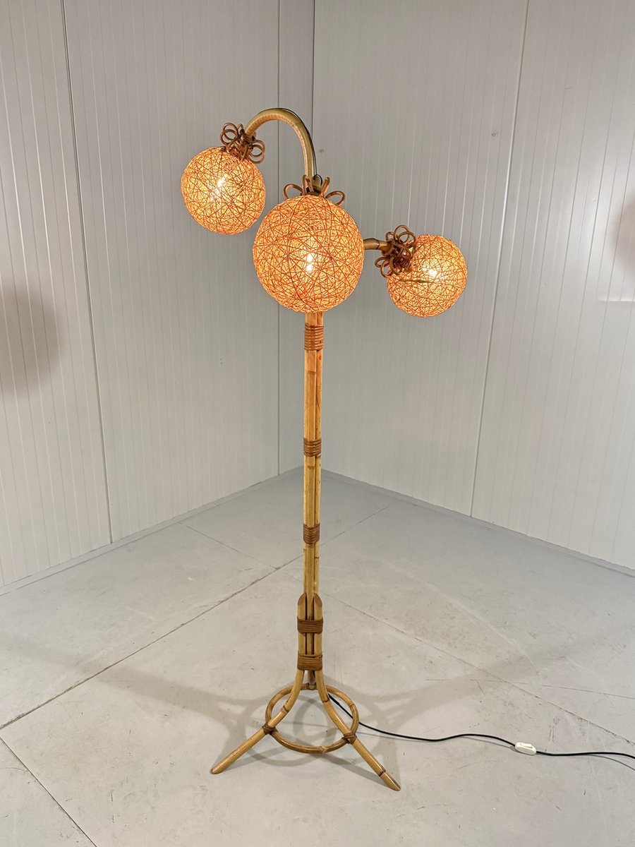 Rattan Floor Lamp, 1950s for sale at Pamono