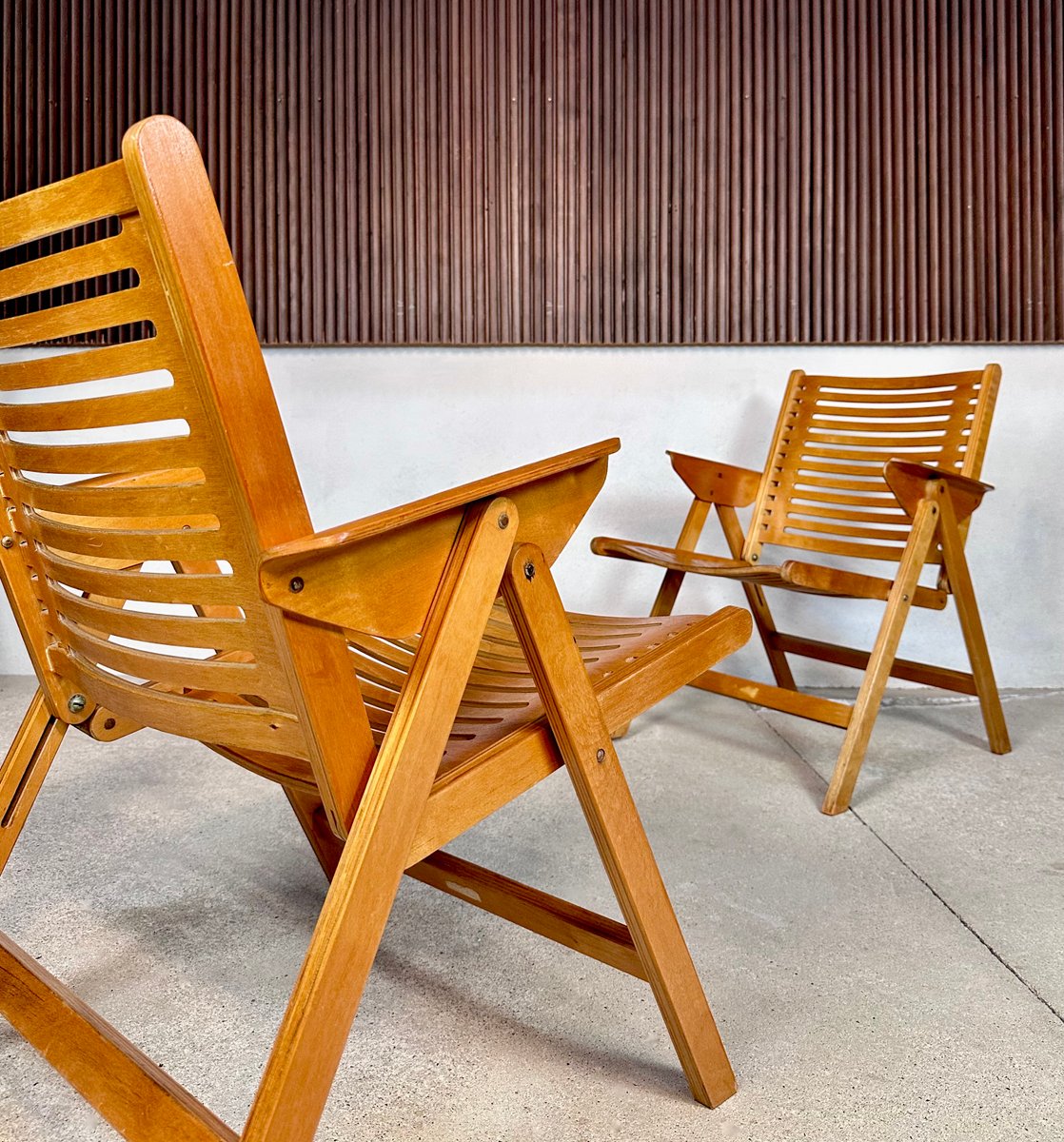 Set of Early Edition Model Rex Lounge Folding Chairs by Niko Kralj for ...