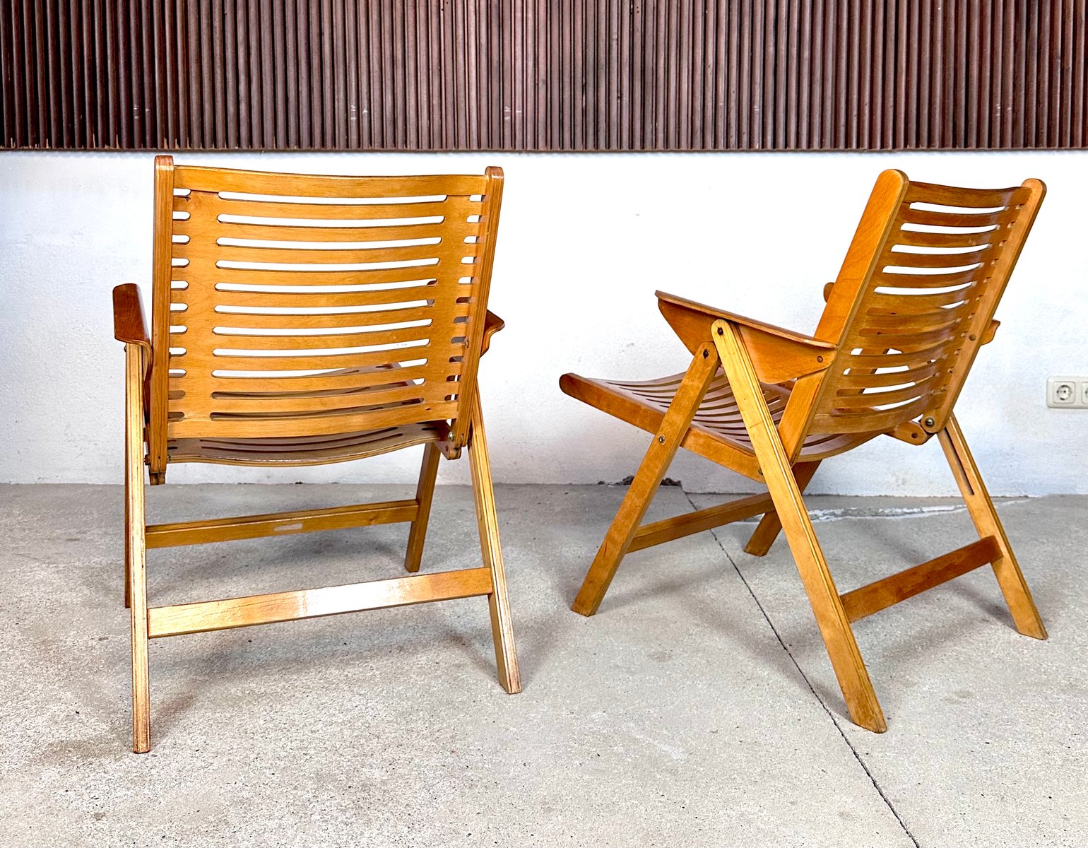 Set of Early Edition Model Rex Lounge Folding Chairs by Niko Kralj for ...