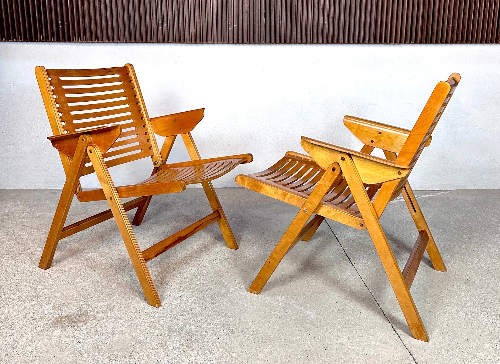 Set of Early Edition Model Rex Lounge Folding Chairs by Niko Kralj for ...
