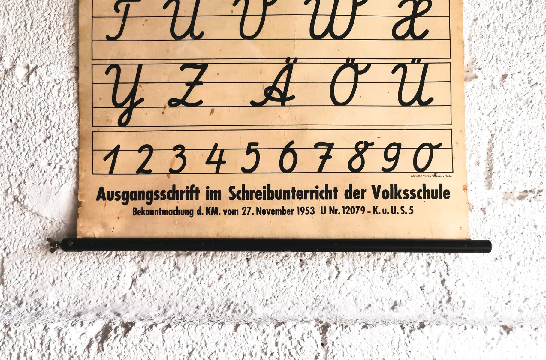 Chevron Script 1950 Mid-Century School Wall Chart with Latin Source Script, 1950s for sale ...