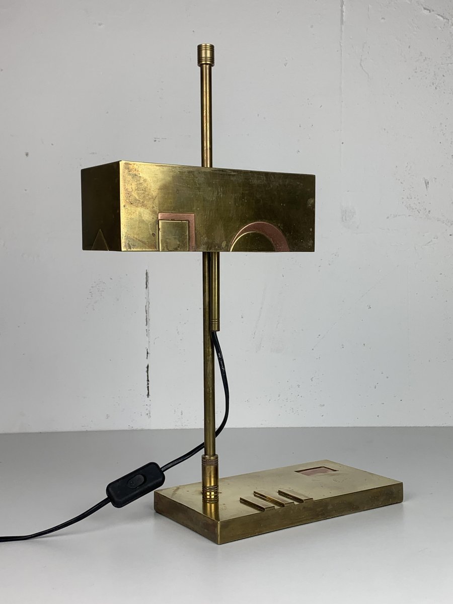 Bauhaus Art Deco Brass Architectural Desk Lamp attributed to Marcel ...