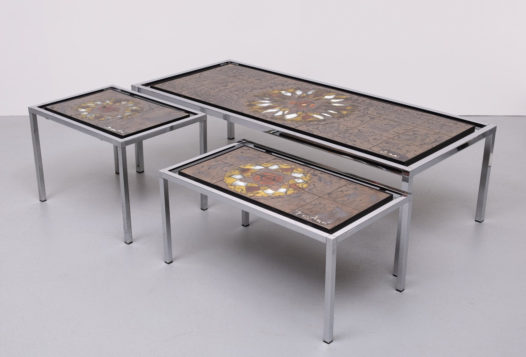 Tables en Carreaux de Céramique par Juliette Belarti, Belgique, 1970s