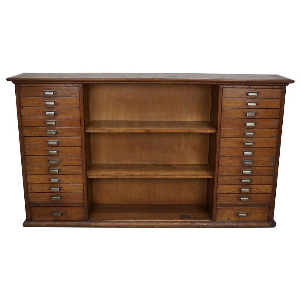Meuble à Tiroirs Industriel Vintage Années 50 - Armoire D'apothicaire 48 Tiroirs Bois 140cm