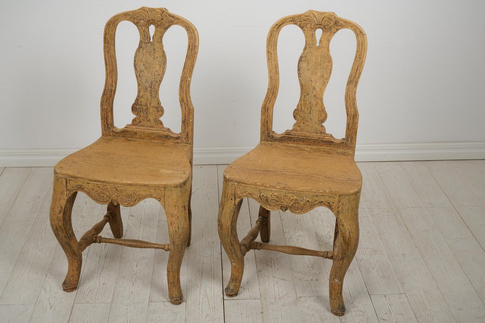 Authentic Rococo Chair Set of Antique Swedish Rococo Chairs for sale at Pamono