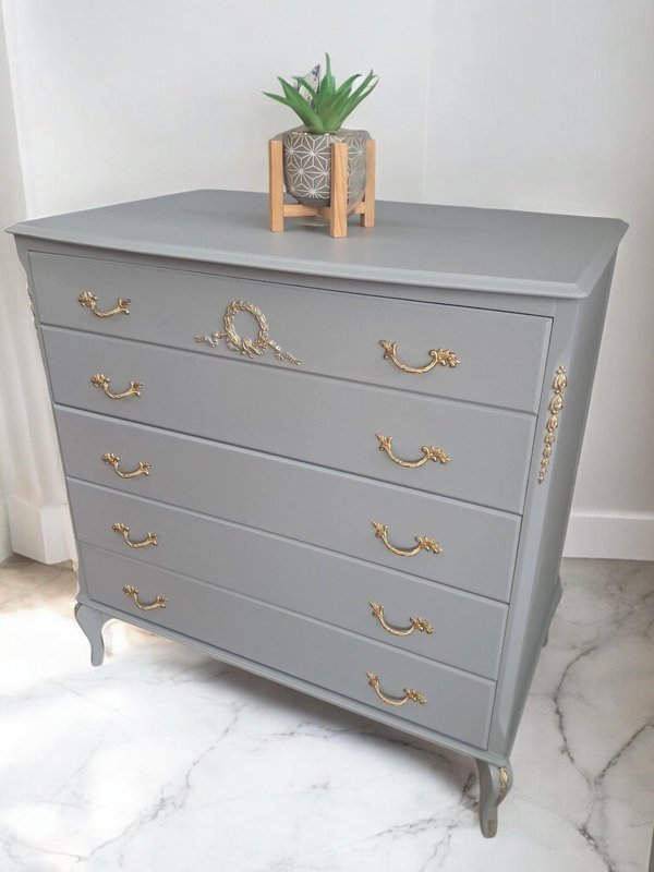 Commode ancienne marquetée, 3 tiroirs - Style Louis XV (Gebraucht) in