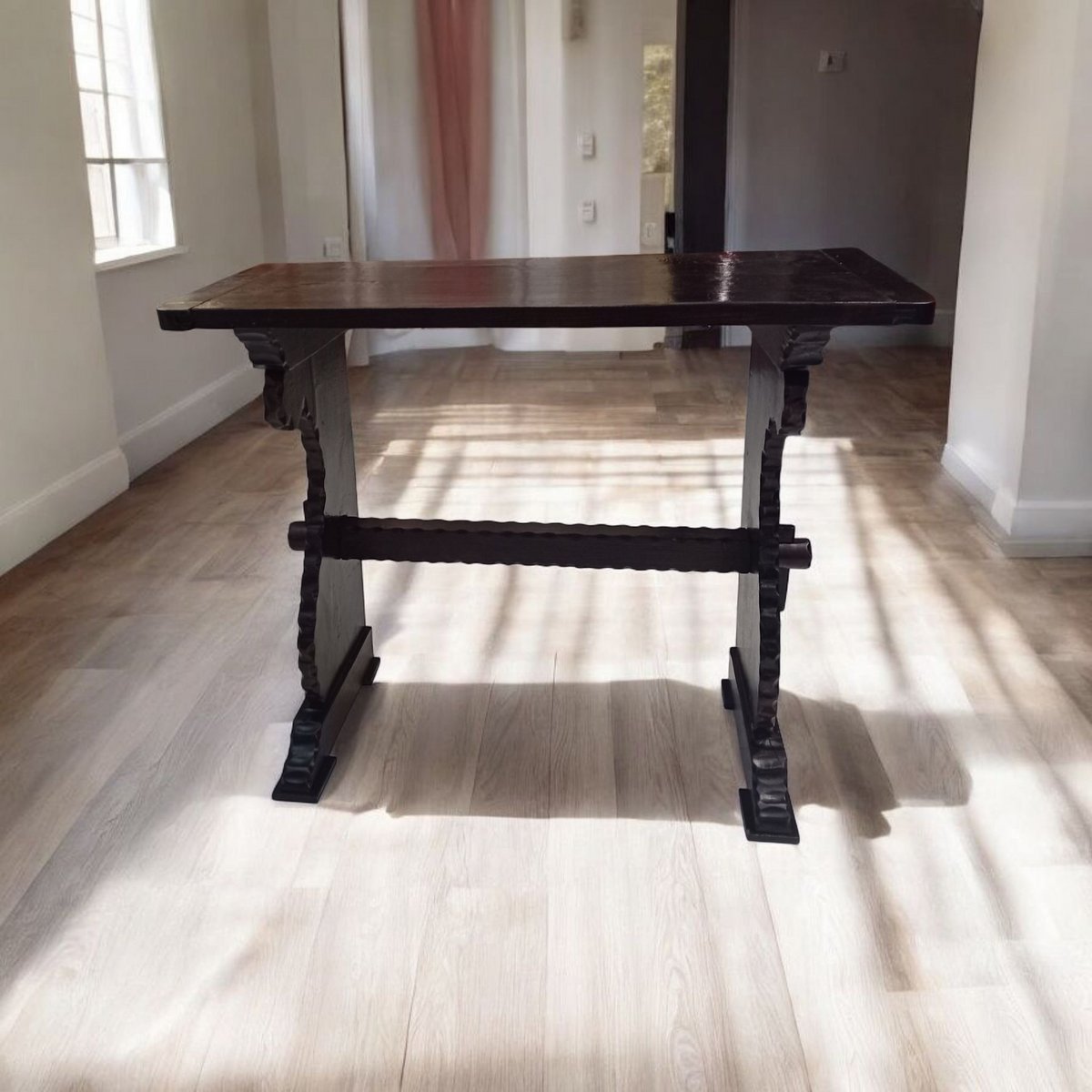 View of Rustic Wooden Coffee Table for sale at Pamono
