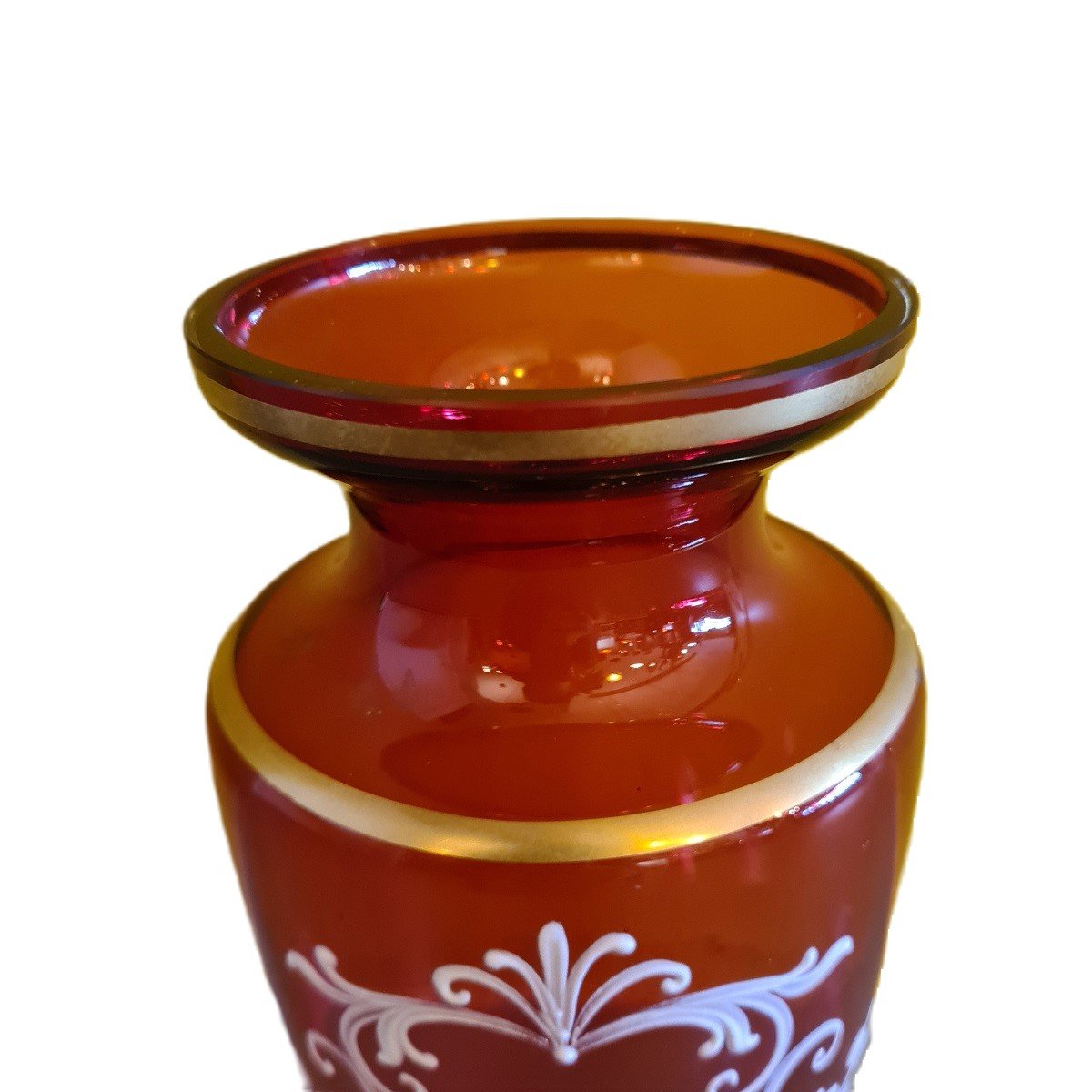 Ruby Red Vase in the style of Mary Gregory, 1980s for sale at Pamono