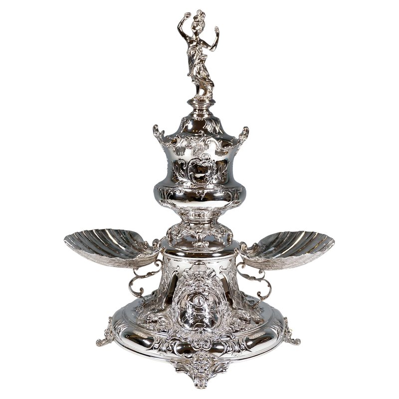 Coupelle à caviar argent massif et cristal taillé, Orfèvre Charles