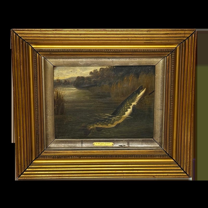Arthur Roland Knight, Pike Fish Caught by Gaff Pole, 1890s, Oil ...