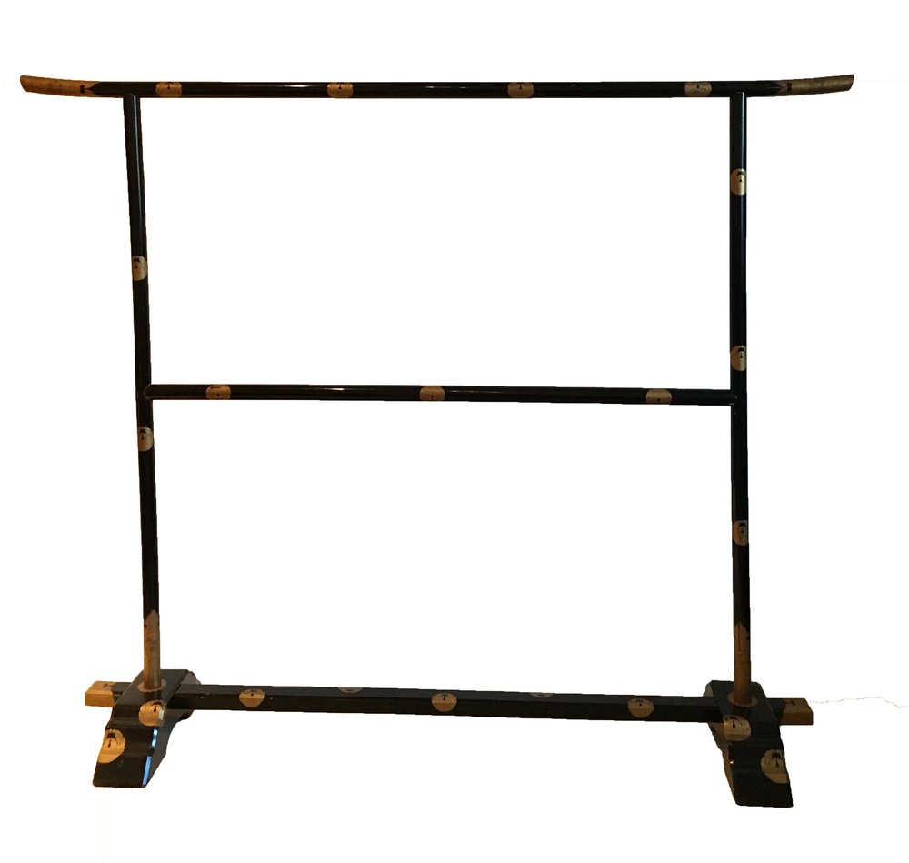 Japanese Black Lacquer and Gold Kimono Rack for sale at Pamono