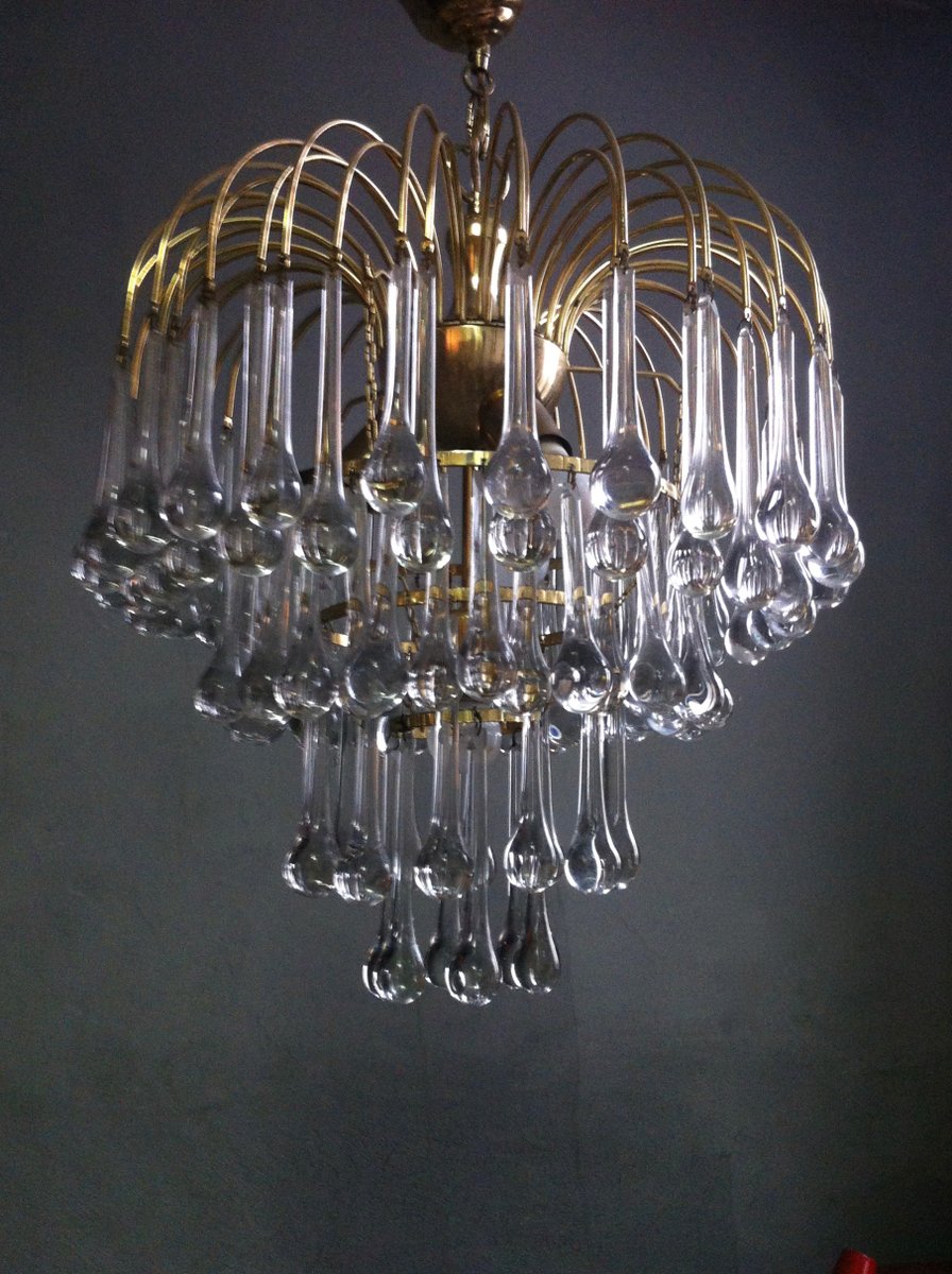 Grand Lustre Goutte en Verre Murano par Paolo Venini pour Venini, 1960s