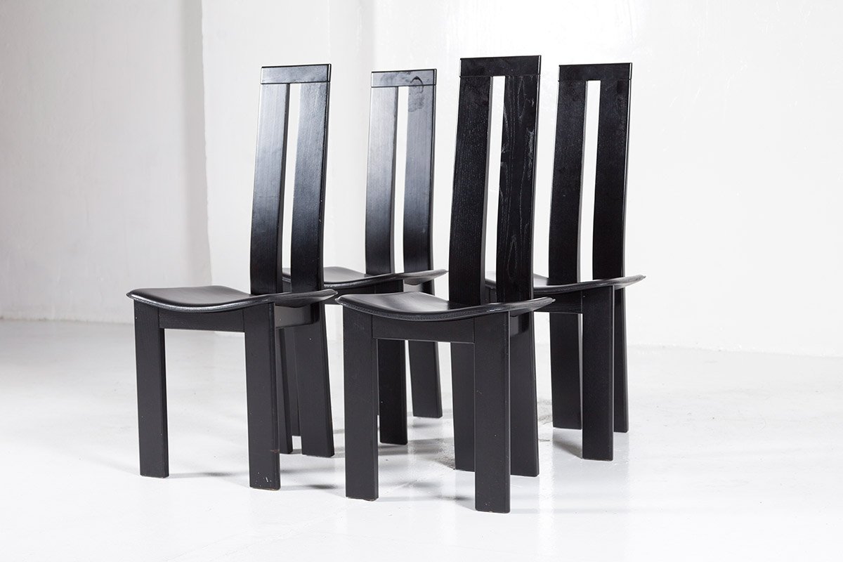 Black Dining Room Chairs by Pietro Costantini, 1970s, Set of 4 for sale