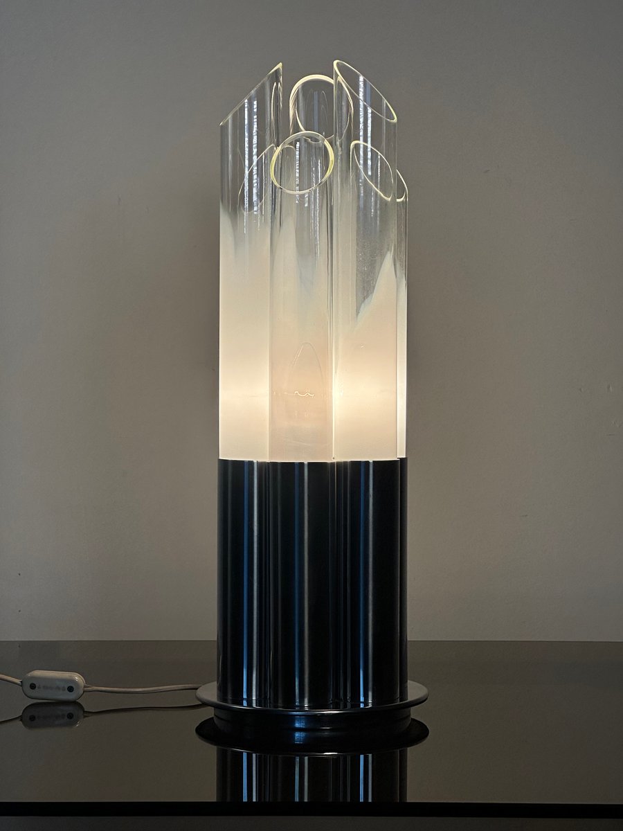 Steel and Glass Table Lamp by Mazzega, 1970s for sale at Pamono