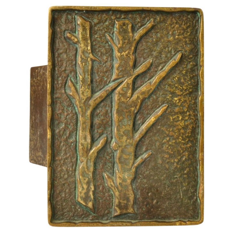 Rectangular Push and Pull Door Handle in Bronze with Tree Relief, 1970s ...