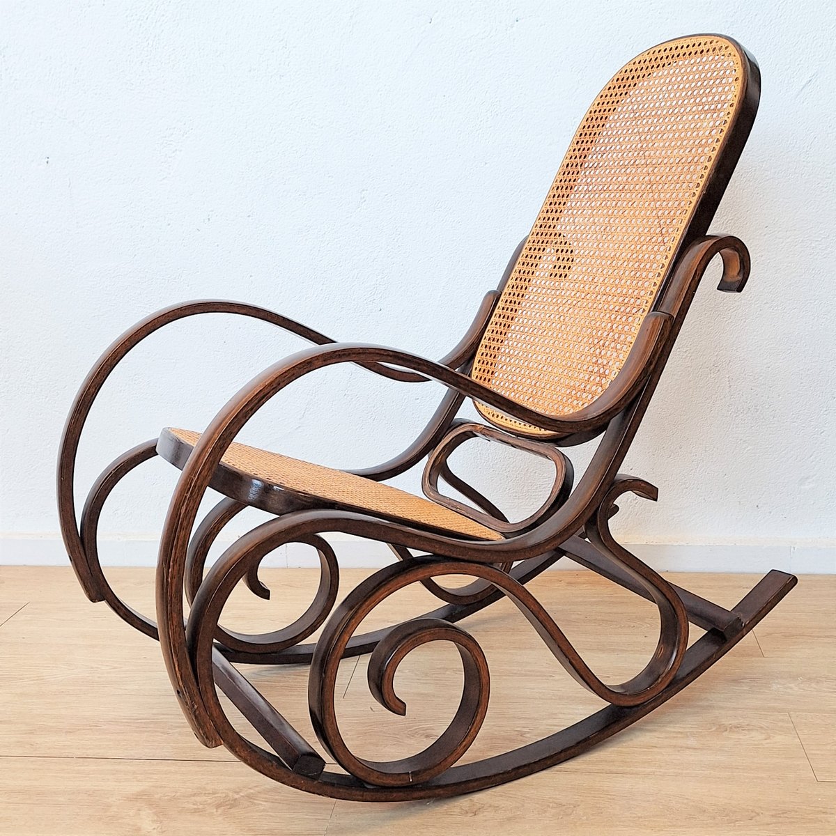 Vintage Rattan Rocking Chair in the style of Thonet, 1970s for sale at ...