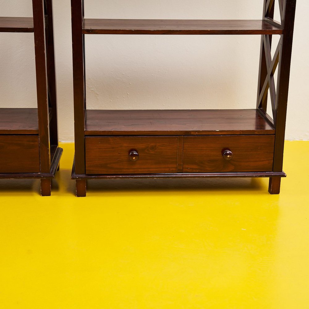 Vintage Bookcases in Wood, 1960s, Set of 2 for sale at Pamono