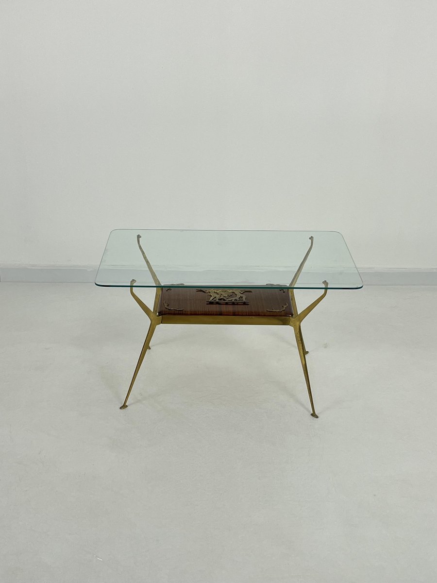 Mid-Century Italian Brass Coffee Table with Glass Top, 1950s for sale ...