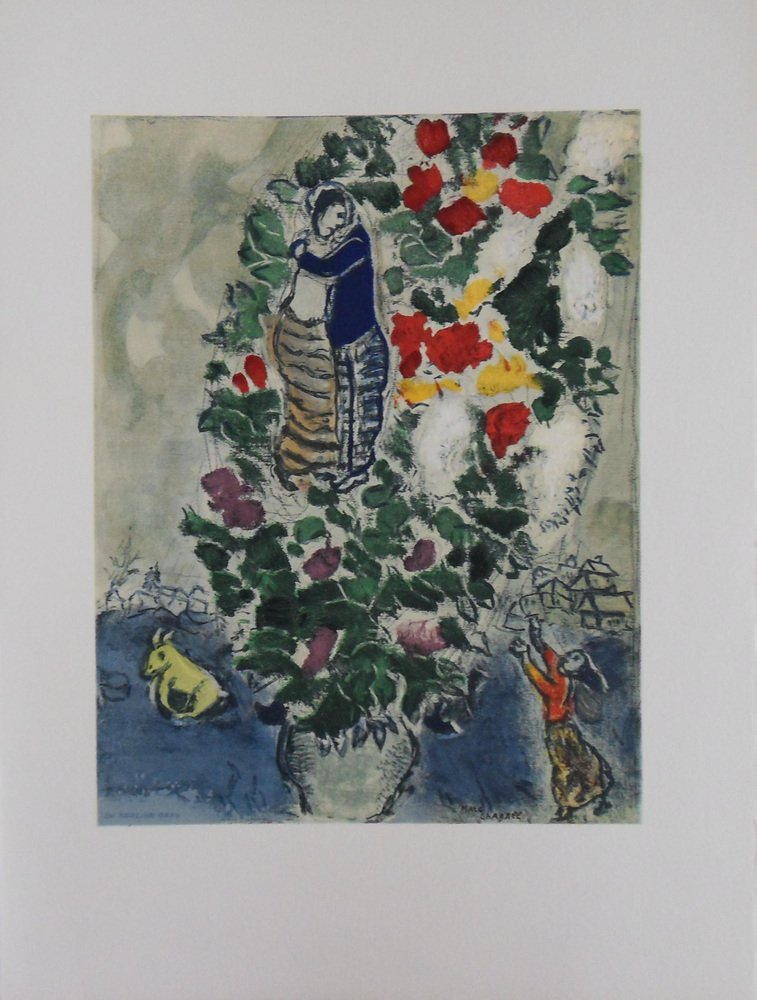 Marc Chagall, Couple with a Bouquet, Original Lithograph for sale at Pamono