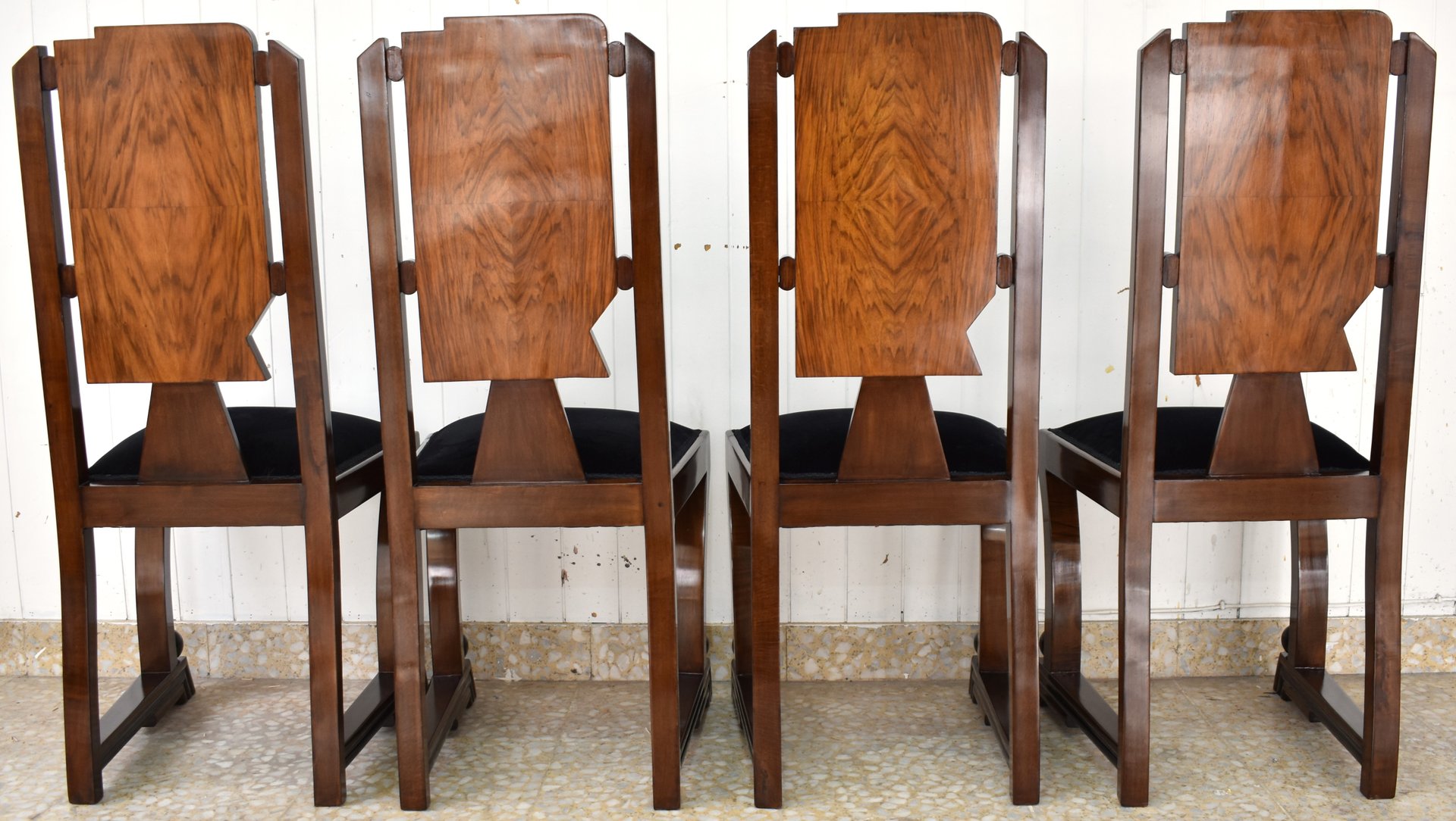 Vintage Art Deco Chairs, Set of 4 for sale at Pamono