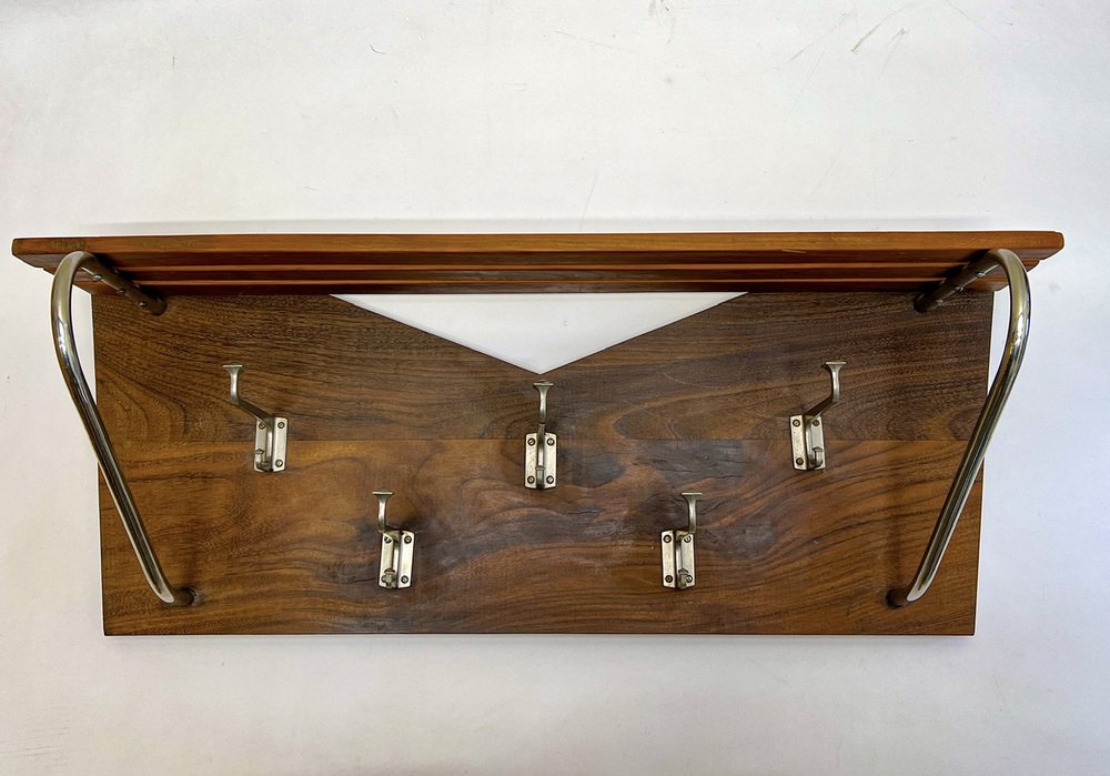 Art Deco Dutch Wall Mounted Coat Rack in Walnut Wood, 1930s for sale at ...