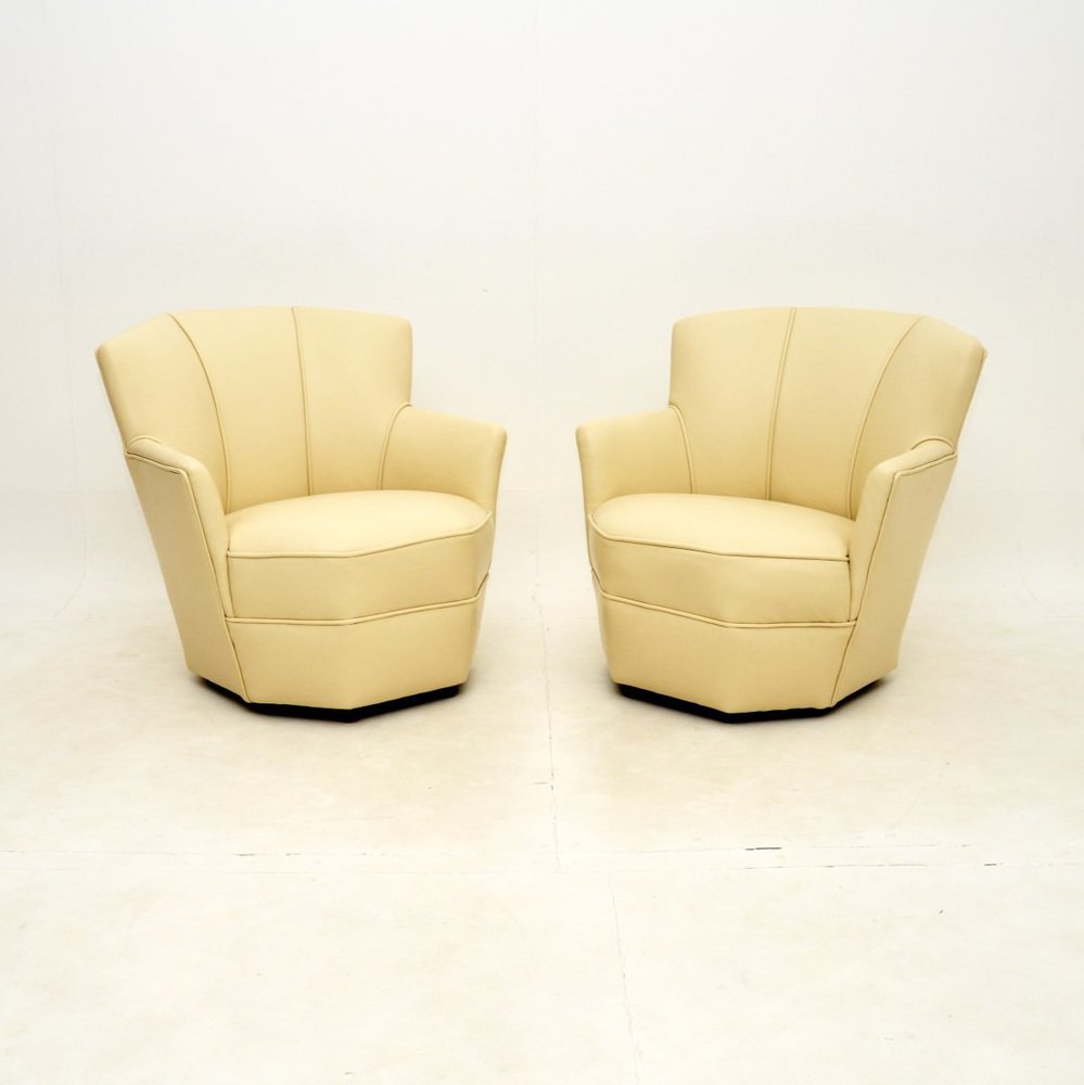 Set of Vintage Art Deco Chairs in Leather, 1930 for sale at Pamono - Vintage Art Deco Chairs