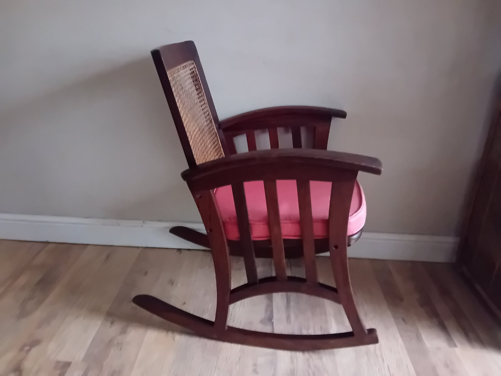 Arts and Crafts Mahogany Bergere Seat and Back Rocking Chair, 1890s for ...