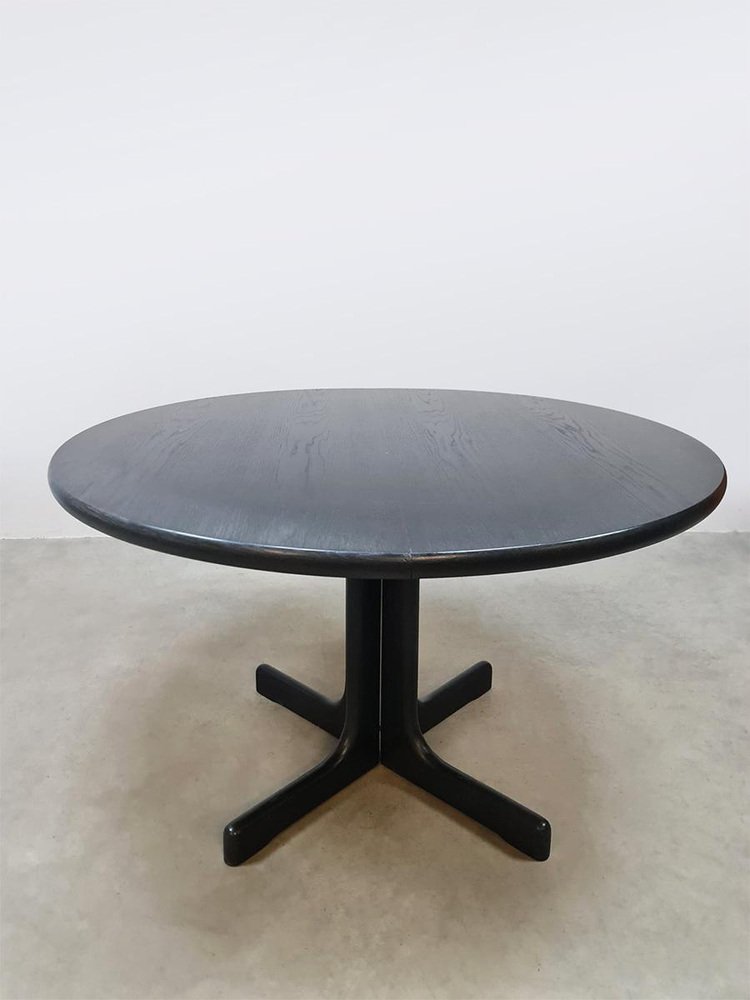 Mid-Century Extendable Dining Table and T-Shaped Chairs in Black Oak ...