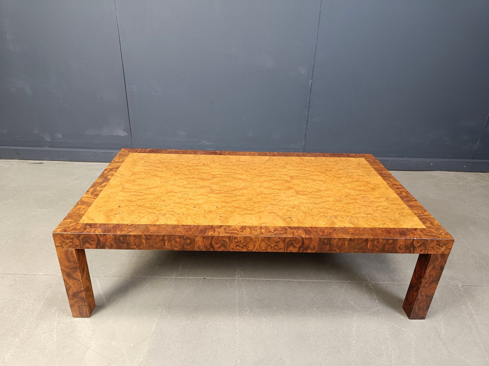 Vintage Rectangular Burl Wood Coffee Table, 1970s for sale at Pamono