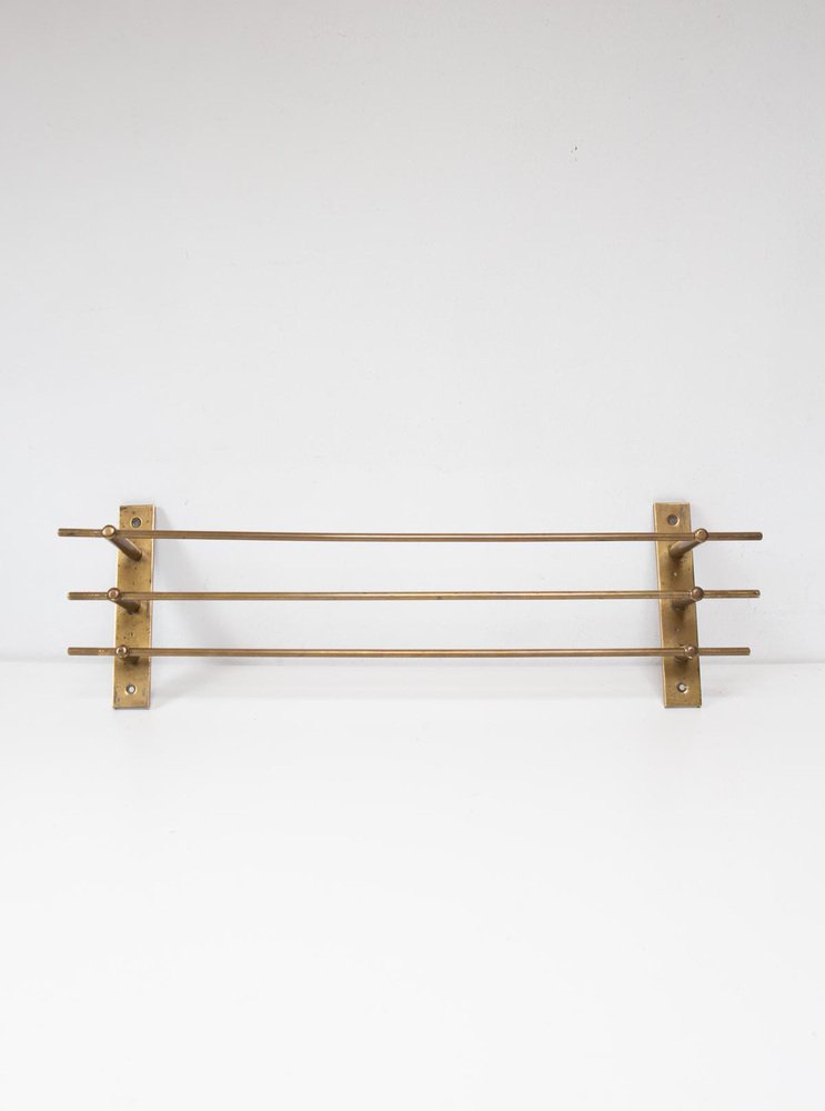 French Brass Wall Rack, 1940s for sale at Pamono