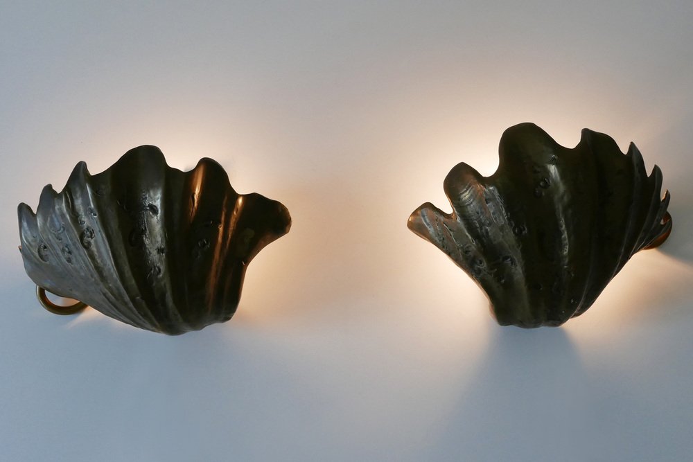Mid-Century Modern Sea Shell Sconces in Cast Bronze, 1960s, Set of 2 ...