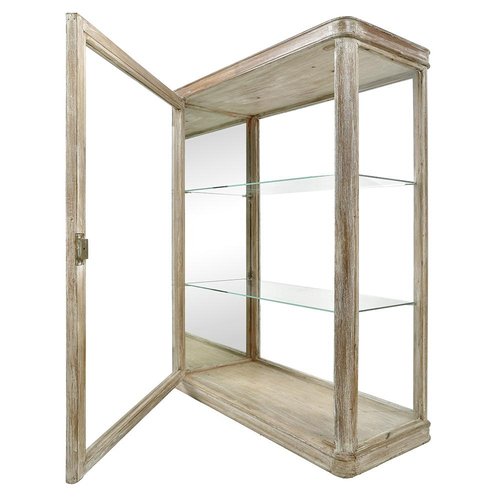 Fresh Look at Display Case In Weathered Wood With Glass Shelves For Sale