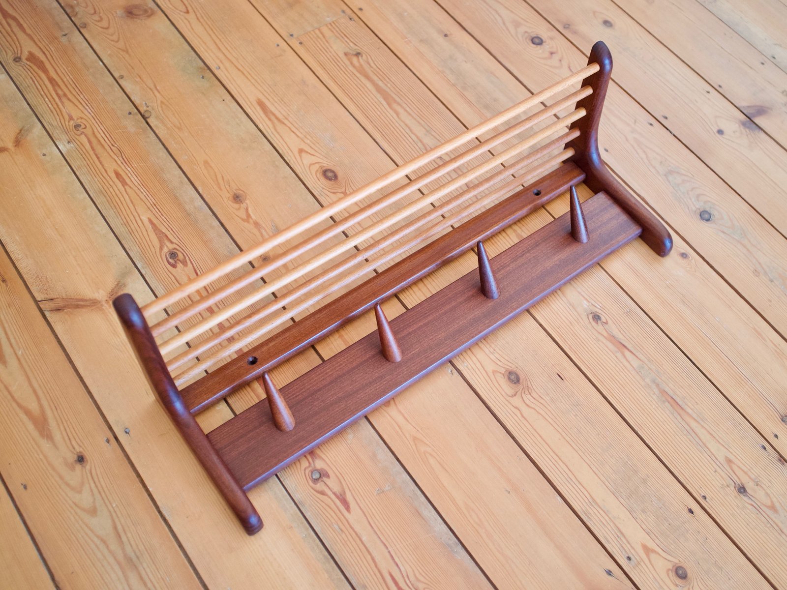 Danish Modern Wall Mounted Hat And Coat Rack 1960s