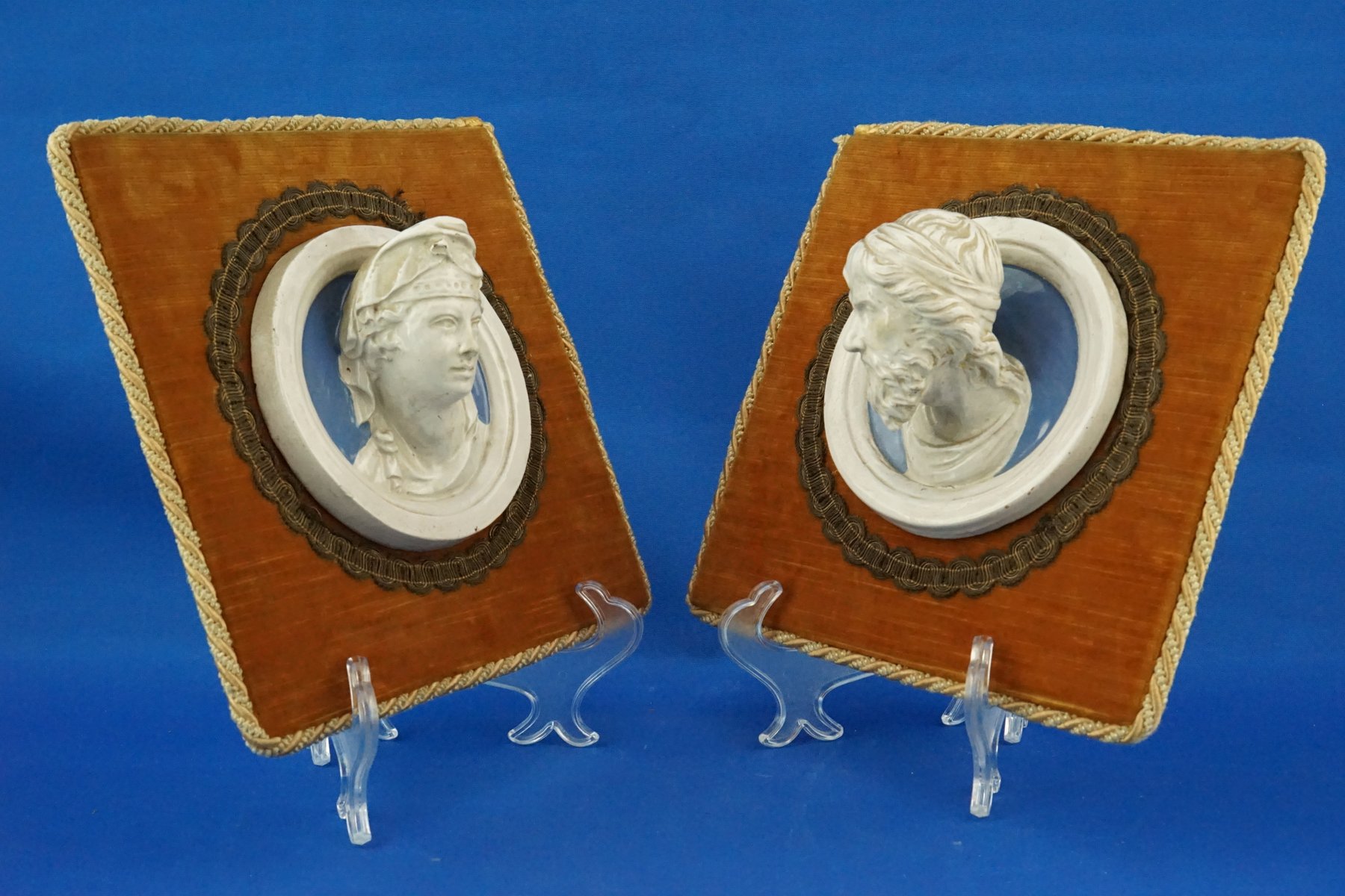 19th Century Ceramic Medallions with High Relief Faces of Renaissance ...