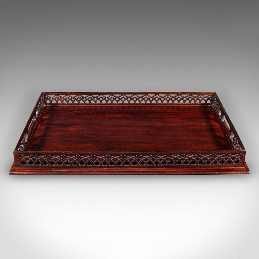 vintage hammered aluminum serving tray with a twisted handle